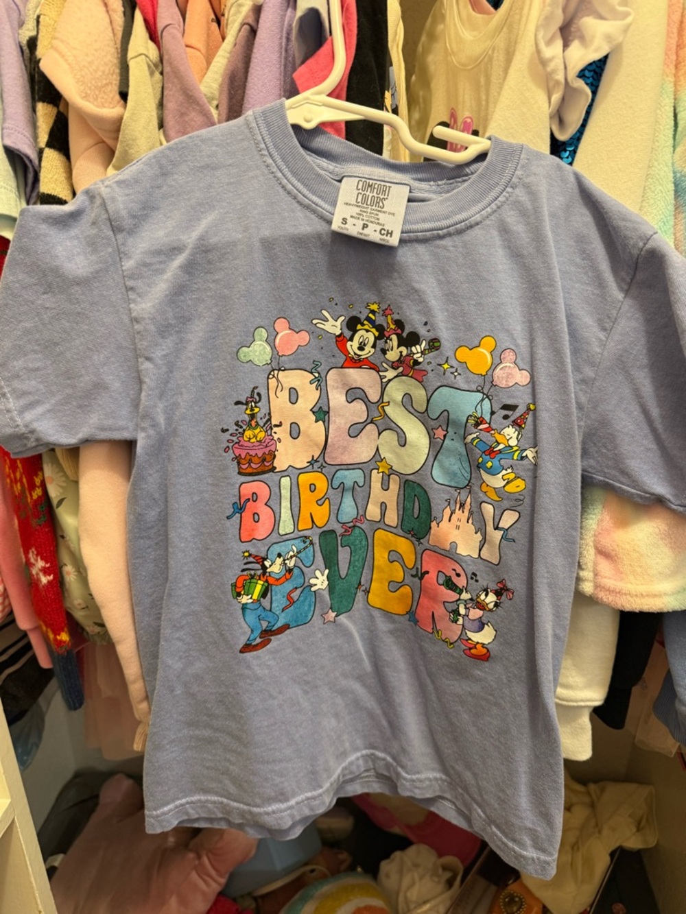 Comfort Colors Blue Denim color Disney 'Best Birthday Ever' Graphic Sweatshirt - Picture 2 of 4
